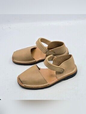 PONS Avarcas Leather Sandals Tan Beige Kids Size US 12 EUR 30 Handmade Spain